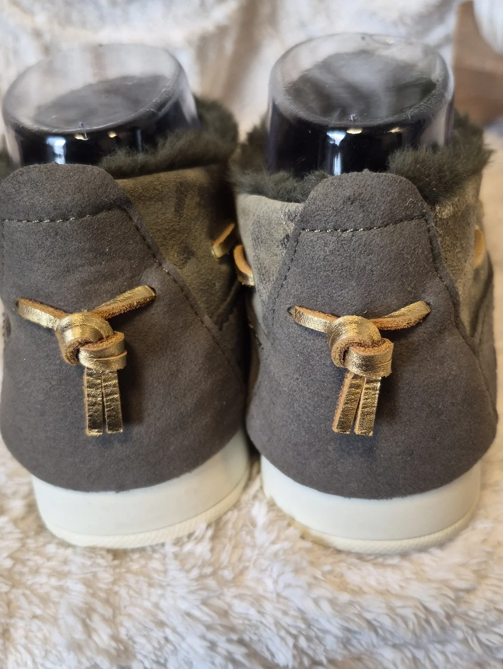 NEW Sperry Moc-Sider Slip-On Shoes Olive Green Camo Leather Faux Fur Lined Sz 8